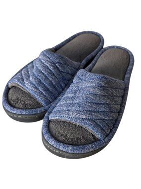 Isotoner Women's Space Knit Andrea Slide Slippers Heather Blue